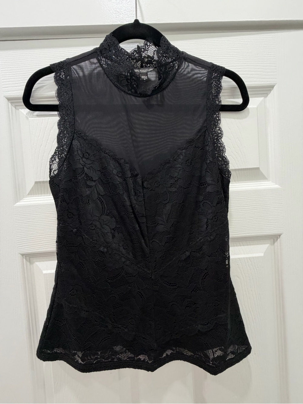 Guess Black Lace Sleeveless High-Neck Camisole